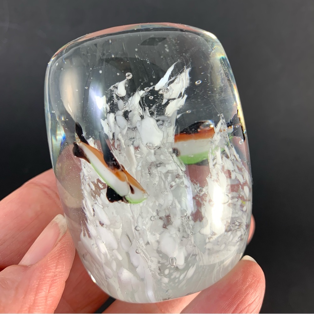 Handmade Glass Tropical Fish Paperweight Aquarium/Ocean Coral Scene Art Decor
